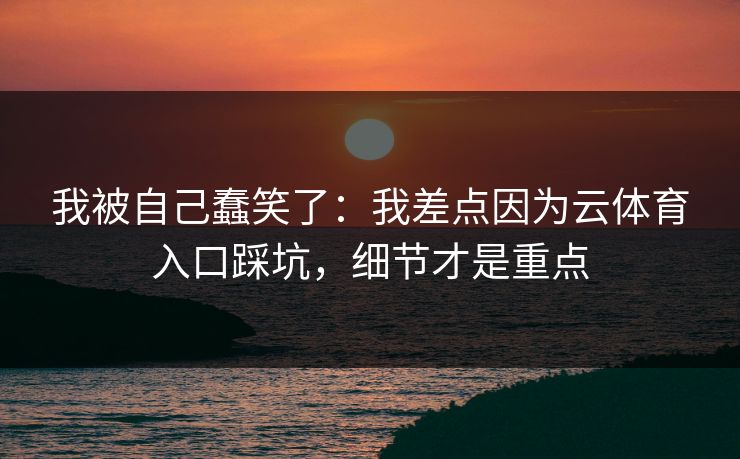 我被自己蠢笑了:我差点因为云体育入口踩坑,细节才是重点 我被自己蠢笑了:我差点因为云体育入口踩坑,细节才是重点
