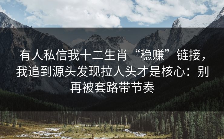 有人私信我十二生肖“稳赚”链接，我追到源头发现拉人头才是核心：别再被套路带节奏