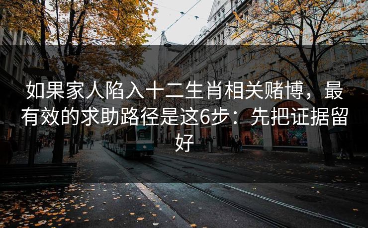 如果家人陷入十二生肖相关赌博，最有效的求助路径是这6步：先把证据留好