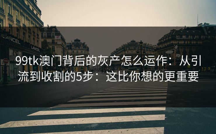 99tk澳门背后的灰产怎么运作:从引流到收割的5步:这比你想的更重要 99tk澳门背后的灰产怎么运作:从引流到收割的5步:这比你想的更重要